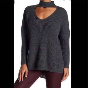 Choker Neck Knit Sweater. Long Sleeve, high low, oversized. NWT